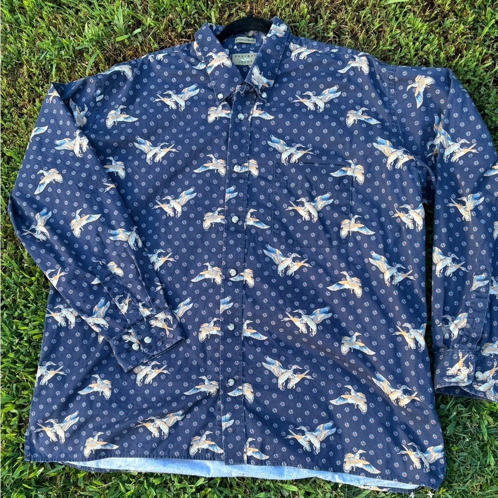 Natural Issue Duck Print Button Down Shirt Men’s 2XLT